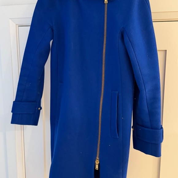 J.Crew Belted Zip Trench Coat in Cobalt Wool Melton - Picture 2 of 7